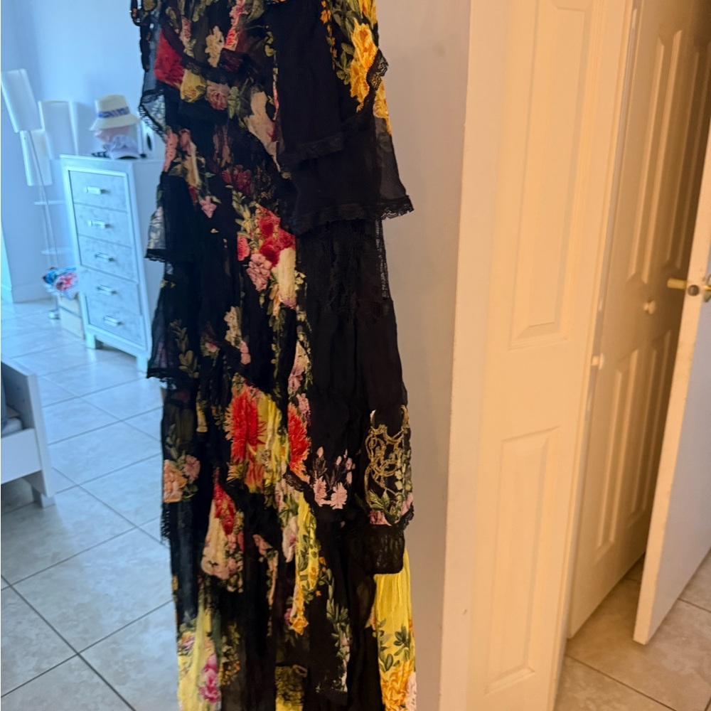 Camilla Black and Yellow Floral Maxi Dress